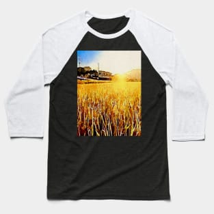 Golden Fields and Train Lines Baseball T-Shirt